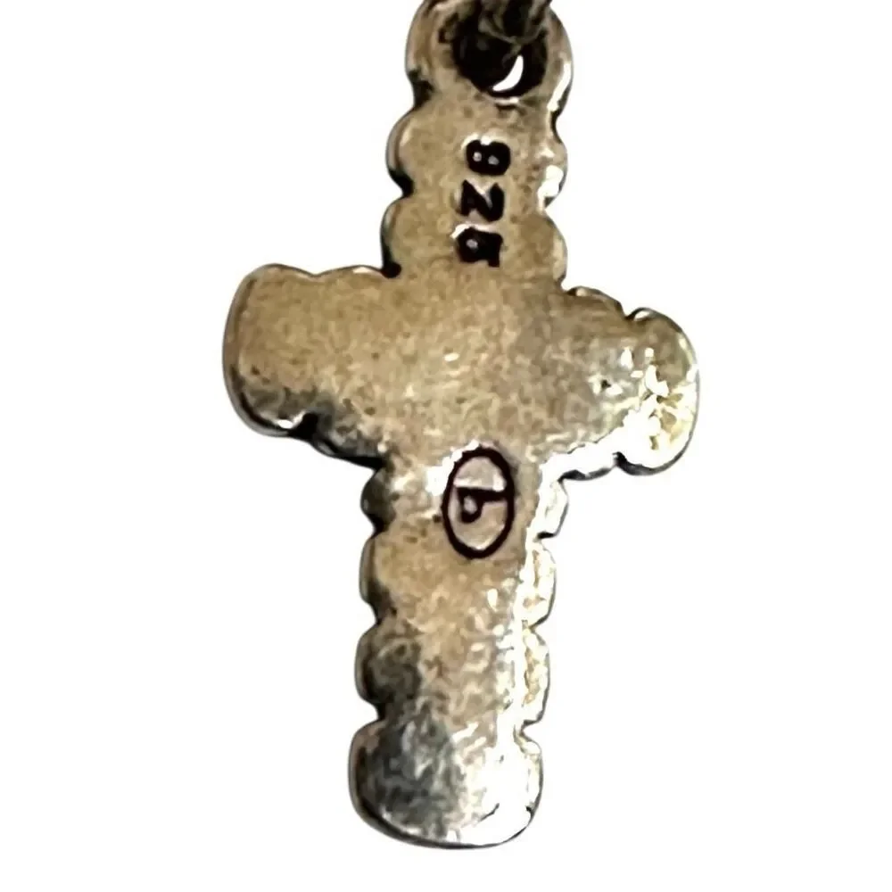 Sterling silver pearl Childs cross charm religious bracelet